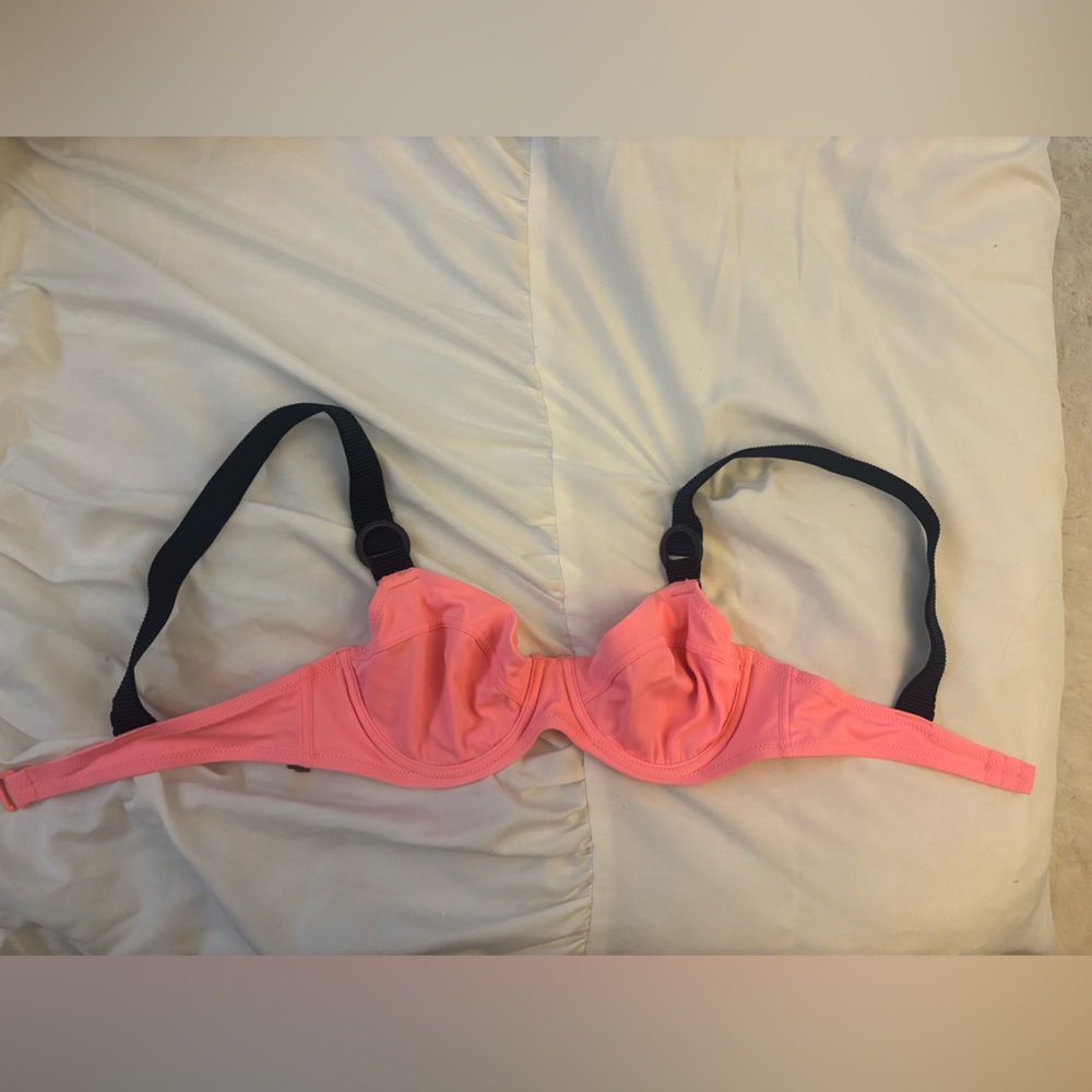 Aerie Coral Bikini Top with Navy Accents